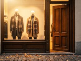 modehaus warth insolvenz bild 1 Schaufenster eines Modehauses mit Herbstmode und offener Ladentür in einer Altstadtgasse