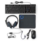 NEDIS 5-in-1 Gaming Combo Kit GCK51110BKDE mit Tastatur, Maus, Headset und Mauspad