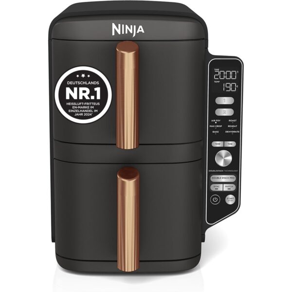 Ninja Double Stack XL Heißluftfritteuse SL400EUCP 9,5 L Schwarz/Kupfer