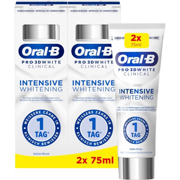 oral b 3dwhite clinical intensive whitening zahnpasta Oral-B 3DWhite Zahnpasta, Clinical Intensive Whitening, 2x 75 ml Kühle Minze