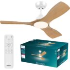PHILIPS Olas Fan Ceiling 106 cm 42" 30 W + 24 W Weiß und Holz Gen 2 White/Wood 106 cm Oak & White