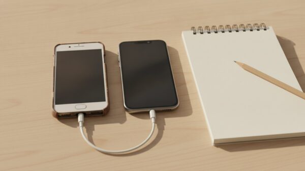 revolut mobile bild 4 Altes und neues Smartphone nebeneinander auf einem Schreibtisch als Symbol fĂĽr den Anbieterwechsel