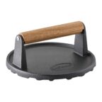 RÖSLE Barbecue-Gewicht aus Gusseisen mit Holzgriff, 17,5 cm