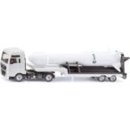 Siku 1758 MAN LKW mit ESA Rakete, 1:87, Metall/Kunststoff, Silber-Weiß