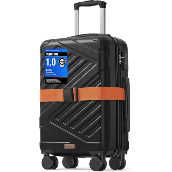 SONGMICS Koffer, Hartschalenkoffer mit TSA-Schloss, ABS-Trolley, 55 cm Tintenschwarz M