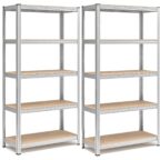 SONGMICS Schwerlastregal 2er Set 90 x 40 x 180 cm Silbern
