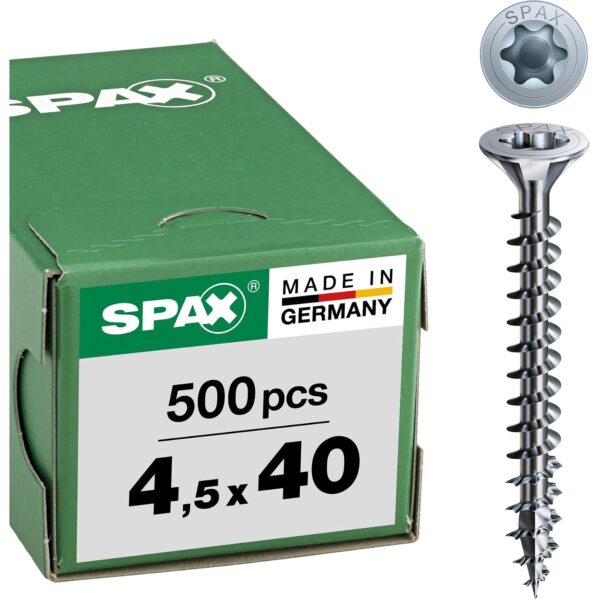 spax senkkopf 4 5x40 vollgewinde wirox 500 stueck SPAX Senkkopf 4,5x40 Vollgewinde Torx20 Wirox Schrauben, 500 Stück