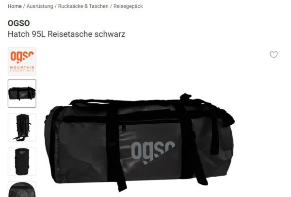 Ogso Hatch 95L Reisetasche schwarz bei Sport Bittl