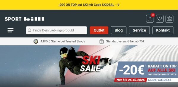 Sport Bittl Ski Sale: 20€ Rabatt on top auf alle Ski