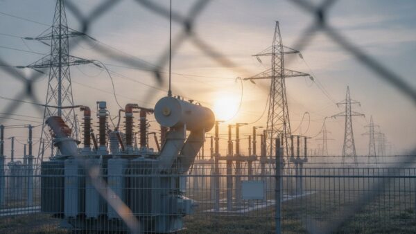 strompreis bild 4 Umspannwerk mit Hochspannungsleitungen im Morgenlicht – Symbolbild für die Netzentgelte 2027