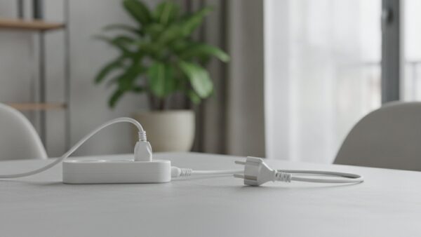 stromsteuer bild 4 Zwei Netzstecker auf einem Tisch, einer eingesteckt, als Symbol für den Wechsel des Stromanbieters