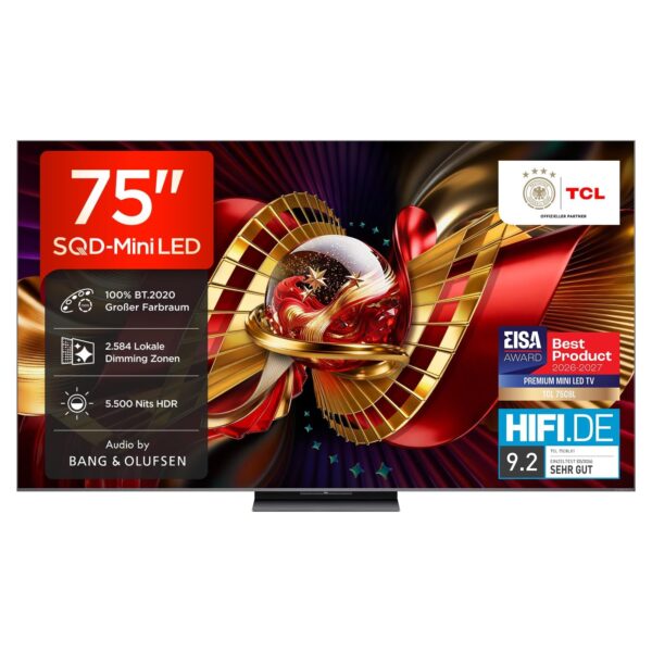 tcl 75c8l sqd mini led 4k tv TCL 75C8L SQD-Mini LED 75 Zoll Fernseher, 4K Smart TV, Google TV, HDR10+