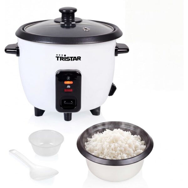 Tristar Reiskocher RK-6142 0,6 L mit Antihaft-Innentopf, Messbecher und Löffel