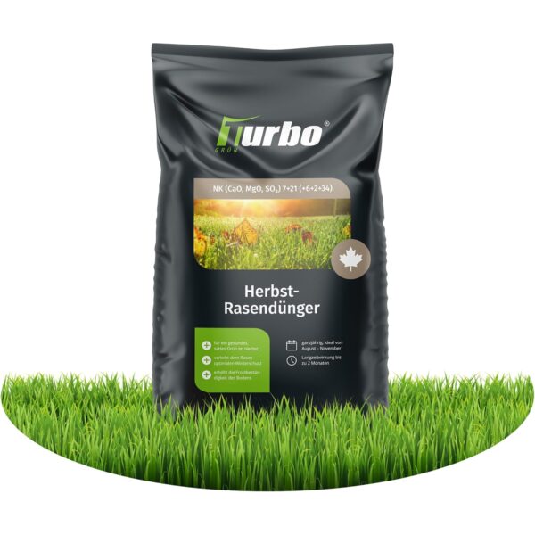 turbogrün Rasendünger Herbst 10 kg, Herbstrasendünger mit Kalium für 500 m²