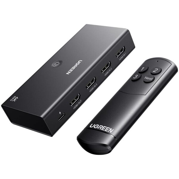 UGREEN HDMI Switch 3 in 1 Out 4K@60Hz HDMI Splitter mit Fernbedienung