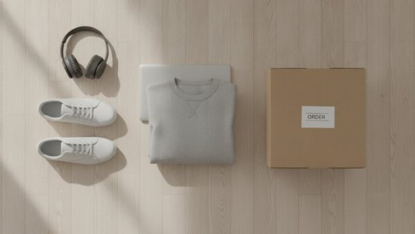 unidays bild 3 Sneaker, Sweatshirt, Kopfhörer und Notebook als Symbol für Studentenrabatte bei Mode und Technik