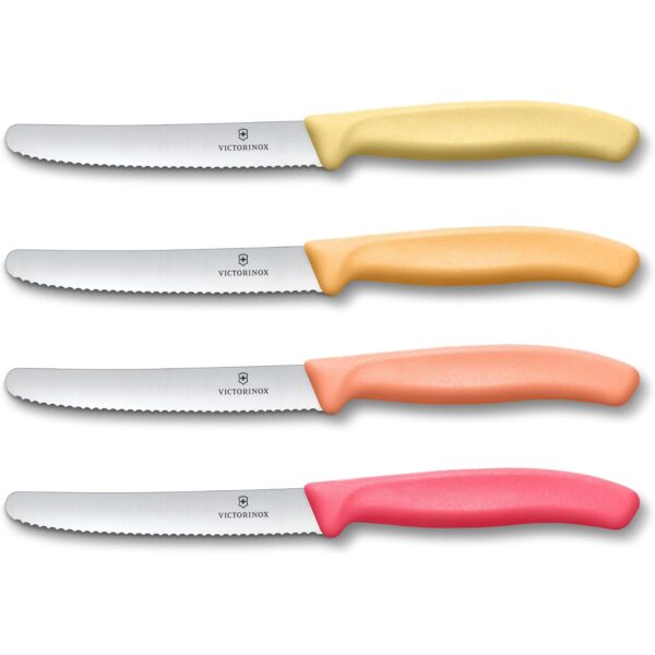 Victorinox Swiss Classic Tomaten- und Tafelmesser-Set, 4-teilig, Wellenschliff 11 cm