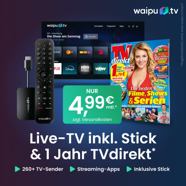 waipu.tv Start mit Stick (2. Gen.) und 1 Jahr TVdirekt inklusive