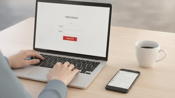 wetten dass tickets anmeldung Registrierung fĂĽr das Wetten-dass-Losverfahren am Laptop, daneben ein Smartphone mit E-Mail-Postfach