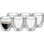 WMF Kult doppelwandige Espressotassen aus Glas, 6er-Set, 80 ml