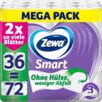 Zewa Smart Toilettenpapier ohne Hülse, Großpackung mit 36 Rollen