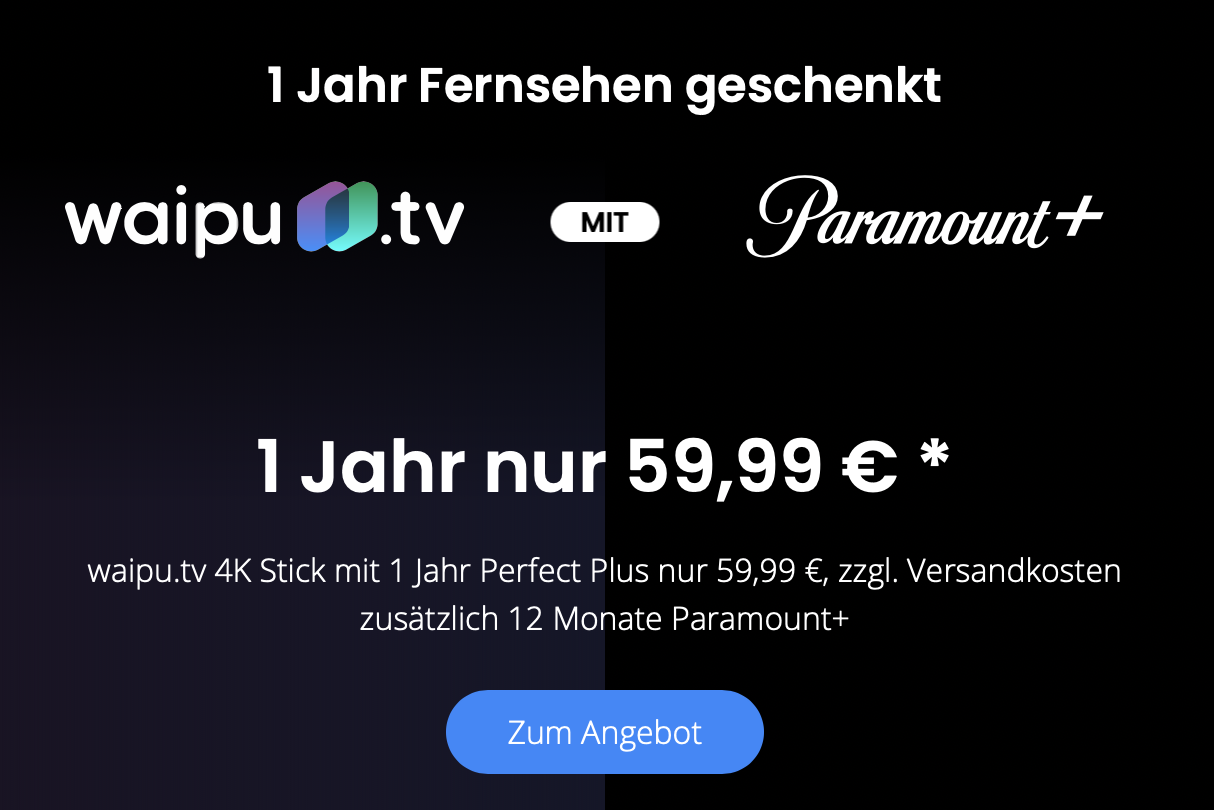 waipu.tv 4K Stick für 59,99€ inkl. 1 Jahr Perfect Plus
