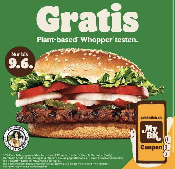GRATIS Plant Based Whopper kostenlos testen - MyBK Burger King |  MonsterDealz.de