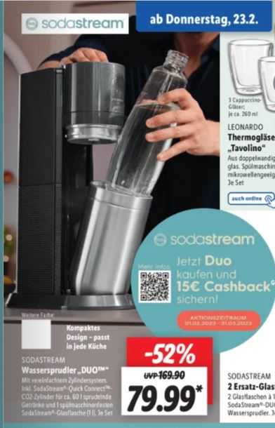 SodaStream Duo bei Lidl: 79,99€ minus Cashback