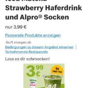 Gratis Apro Socken zu Iced Matcha Strawberry in der McDonalds App evtl. personalisiert