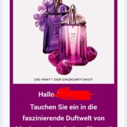 Gratis Duftprobe Alien und Pulp von Mugler bei Sendmeasample