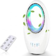 Rotorloser Ventilator, Leiser Turmventilator mit Fernbedienung, LED Beleuchtung, 60° Oszillation,3 Modi, 7.5H Timer für Schlafzimmer Büro Wohnzimmer Kinderzimmer