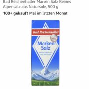 Markensalz aus Bad Reichenhall Reines Alpensalz aus Natursole für 0,68€