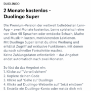 2 Monate Super Duolingo kostenlos durch die Lidl App