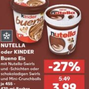 1,50€ Rabatt auf Kinder Bueno und Nutella Eis bei Kaufland
