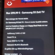 Samsung 55 Zoll TV für 299€ (Vodafone HappyDeals)