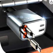 LISEN 84W Zigarettenanzünder USB-C Einziehbares Auto Ladegerät Adapter