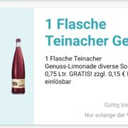 Gratis 1 Flasche Teinacher Genuss Limonade in der Logo App
