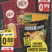 Knorr Snack Becher gratis beim Kauf von Pasta Rey Nudeln bei Edeka