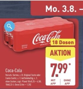 Vorankündigung: 18x Pack Coca Cola oder Fanta für 7,99€ ab 03.08. (ALDI Nord)