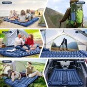 Isomatte Camping mit Fußpumpe | Ultraleicht Aufblasbare Luftmatratze 9cm Hoch, Integriertes Kissen