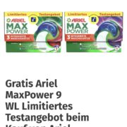 Müller APP: Gratis Ariel MaxPower 9 WL - Limitiertes Testangebot - beim Kauf von Ariel Waschmittel