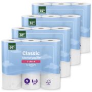 4x by Amazon Klassisches Toilettenpapier, 3-lagig, 36 Rollen (9 Rollen, 4er-Pack), 200 Blatt pro Rolle, FSC-zertifiziert