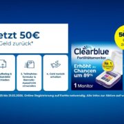 For-me-online: 50 € Cashback beim Kauf von Clearblue Fertilitätsmonitor Advanced und einer Packung Teststäbchen