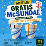 McDonald's Eckstein (lokal): Gratis McSundae bei einer Eins auf dem Zeugnis