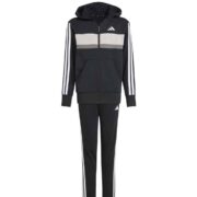 adidas Unisex Kinder Seasonal Essentials Tiberio 3 Stripes Fleece Tracksuit Trainingsanzug in schwarz für 27,30€(statt 40,14€)