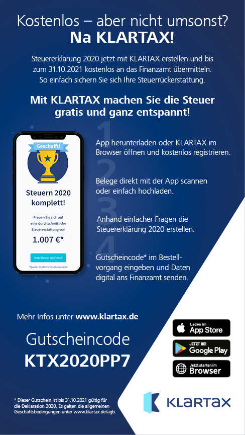 Steuererklärung bis zum 31. Oktober kostenlos mit KLARTAX ...