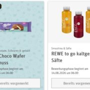 Rewe Produkttest: Rewe to go kaltgepresste Säfte und Milka Choco Wafer Kokosnussab 14.08.26