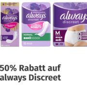 50% auf Always discreet bei Müller bis 21.12.