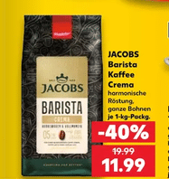Jacobs Barista Crema 1 kg bei Kaufland für 11,99 € – mit Cashback effektiv 6,99 €