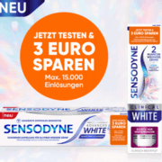 Teste Sensodyne und sichere dir 3 € Cashback auf Sensodyne Clinical White oder Advanced White mit Aktionssticker